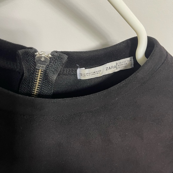 Zara suede zip back Black t-shirt - Size S - Picture 3 of 3